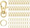 60-Piece Keychain Making Kit (Gold) – Includes 30 metal swivel snap hooks with key rings, 30 lobster claw clasps, and 30 flat key rings for keychain accessories and crafts.